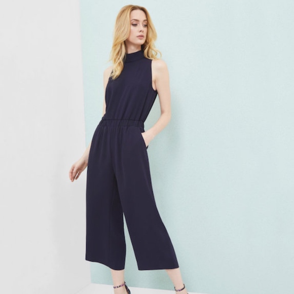 Ted Baker London Pants - Navy Ted Baker Gwendie High Neck Cropped Jumpsuit